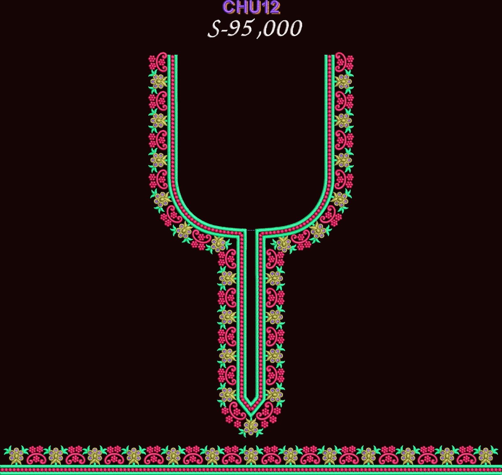 U Neck Embroidery Chudi 98